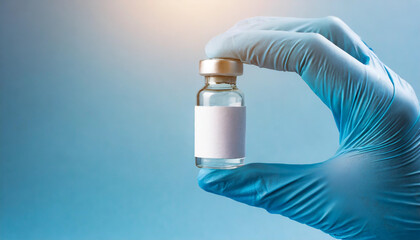 Hand in medical glove holds a vaccine vial, symbolizing hope and protection against infectious diseases