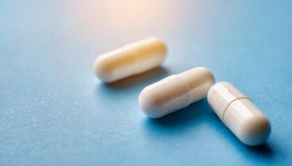 white capsule pill isolated on a clean white background, symbolizing pharmaceutical solutions and medical advancements