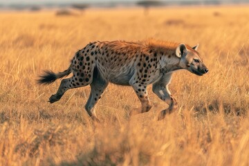 Hyene Running In Savana
