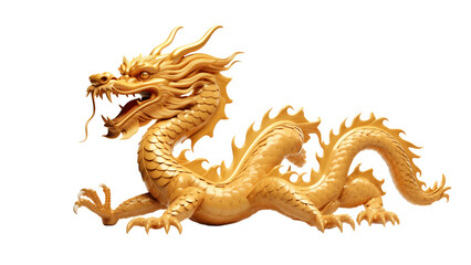 Fototapeta premium Chinese golden dragon cut out. Chinese New Year dragon. Cut out golden dragon