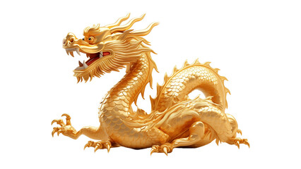 Chinese golden dragon cut out. Chinese New Year dragon. Cut out golden dragon