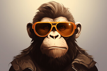 Cool Portrait of a Monkey with Sunglasses Trendsetting Simian Swagger Wallpaper Background