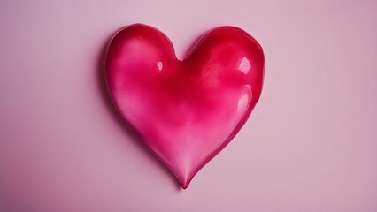 Obraz premium pink heart on a pink background A heart painted with watercolors in different tones of red and pink. 