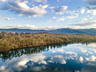The sky mirrored in the water