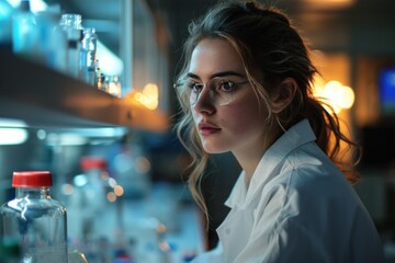 A young female scientist working in a lab