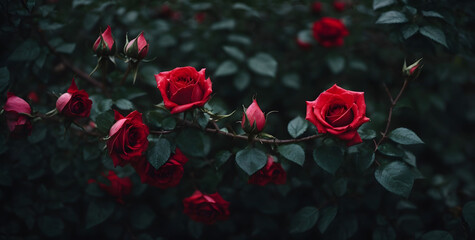 Red Roses in a Field