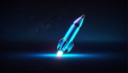 Blue and purple neon light icon isolated in gradient background. Vibrant colors, laser show. 3d rendering illustration.