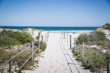 Landscape of beach and ocean. Bloubergstrand, Capetown, South Africa