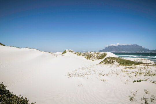 Landscape of beach and ocean. Bloubergstrand, Capetown, South Africa