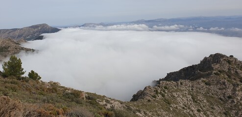 Hiking above the clouds and fog