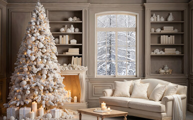 cozy interior with white christmas décor
