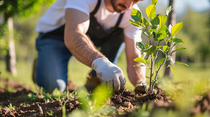 close up a farmer planting farm in field