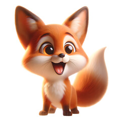 Obraz premium happy fox standing isolated on transparent or white background. Png