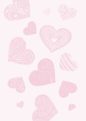 seamless background with hearts.
Delicate pink card. Pink illustration with hearts for a postcard, cover, phone screensaver. Valentine's Day. Baby's birthday.