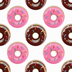 Fototapeta premium Vector illustration with pattern with colored donuts