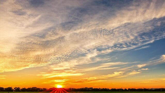Time-lapse of sunset cloudscape in summer. Nature environment background