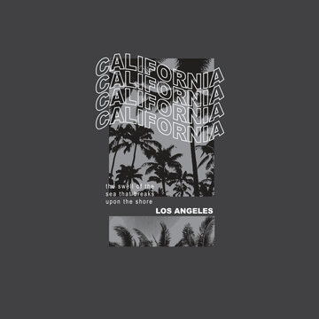 California los angeles palm tree beach summer typography t shirt design poster