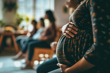 A group of pregnant women attends an antenatal class