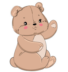 Hand Drawn Cute little Bear vector  illustration design