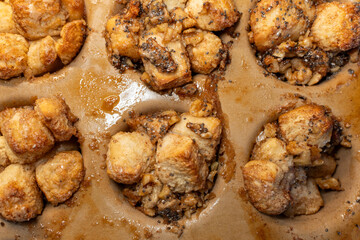 Baked cinnamon pastry made from chunked dough