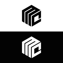 MC logo. M C design. White MC letter. MC, M C letter logo design. Initial letter MC linked circle uppercase monogram logo. M C letter logo vector design. MC letter logo design five style.	
