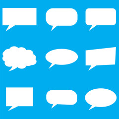 Set of speech bubble, textbox cloud of chat for comment, post, comic. Dialog box icon, message template. Different shape of empty balloons for talk on isolated background. cartoon vector illustration