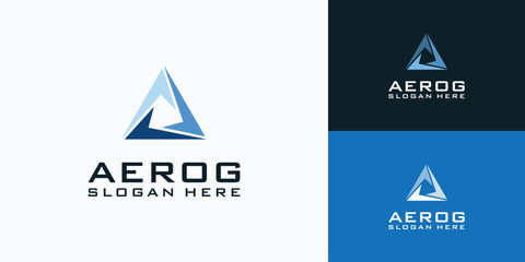 Swirling triangle vector logo design with masculine and sporty style.