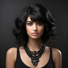 beauty women wearing neckless in high key technique