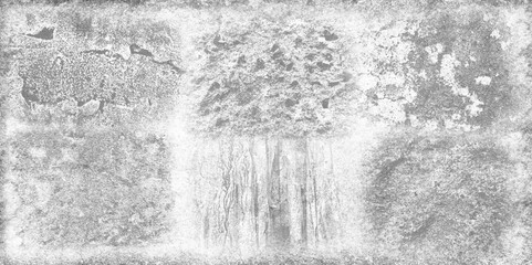 Fototapeta premium abstract white background collection of brush stamp gray color surface closeup grunge textrue. six different patterns old rusty grunge wall. vector art, illustration.