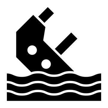 black ship sinking in water clip art preview