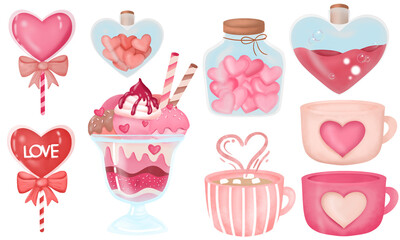 Set of sweet Valentines day clipart