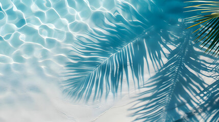 Fototapeta na wymiar Top view of water surface with tropical leaf shadow. High-resolution