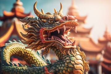 Fototapeta premium a Chinese dragon, a mythic creature renowned in East Asian culture; the mythic grandeur of the dragon