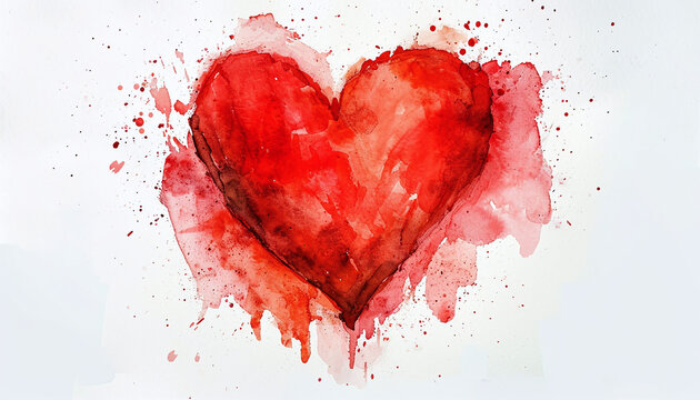 Fototapeta Watercolor Red Heart: Concept of Love, Relationship, and Art 