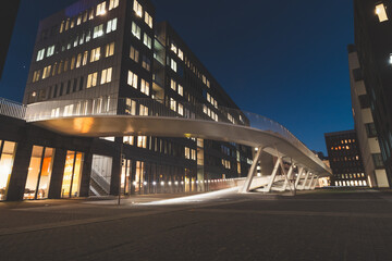 Famous bridge called Parkburg in the north of Antwerp. Futuristic Bicycle and Pedestrian Bridge. Belgian architecture