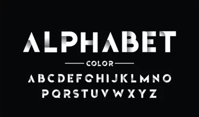 Foto op Plexiglas Minimal font creative modern alphabet. Typography with regular and number. minimalist style fonts set. vector illustration © Alpha