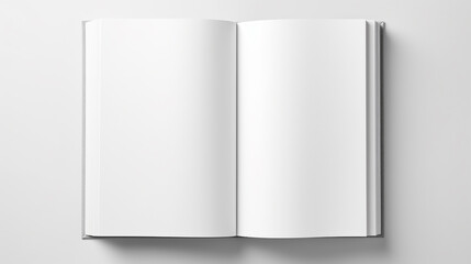 A notebook with white pages top view