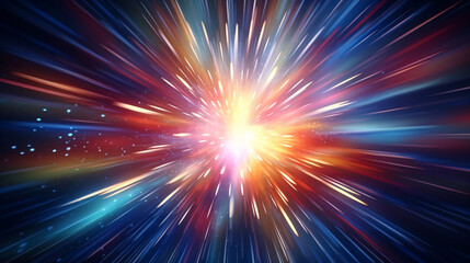 An explosion of light with colored rays
