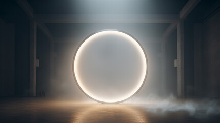 A bright circle in the dark room