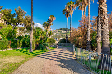 Fototapeta premium Promenade of Sanremo on a beautiful afternoon, Italy
