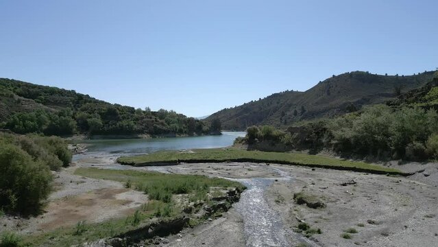 Drone footage of the Beznar Reservoir, Granada, Spain