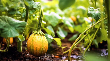 Lush green zucchini plants thriving in a sunlit summer garden, showcasing the beauty of homegrown produce and the bounty of the harvest season.
