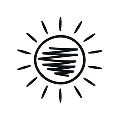 Simple sun icon outline. Hand drawn sun icon. Vector illustration