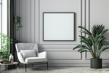 Array Of Striking Interior Settings Showcasing A 3D Canvas Frame Mockup