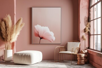 Fototapeta na wymiar Beautiful 33D Canvas Frame Mockup Showcased In A Range Of Elegant Interior Environments