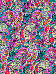 patchwork floral pattern with paisley and indian flower motifs. damask style pattern for textil and decoration
