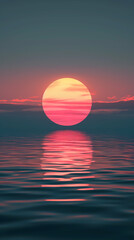 Sunset Over Ocean, minimalist art
