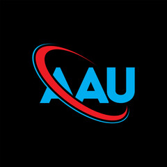 AAU logo. AAU letter. AAU letter logo design. Intitials AAU logo linked with circle and uppercase monogram logo. AAU typography for technology, business and real estate brand.