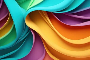 A green, yellow, and purple paper wallpaper, in the style of light turquoise and light peach, colorful 