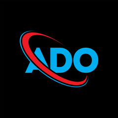 ADO logo. ADO letter. ADO letter logo design. Initials ADO logo linked with circle and uppercase monogram logo. ADO typography for technology, business and real estate brand.